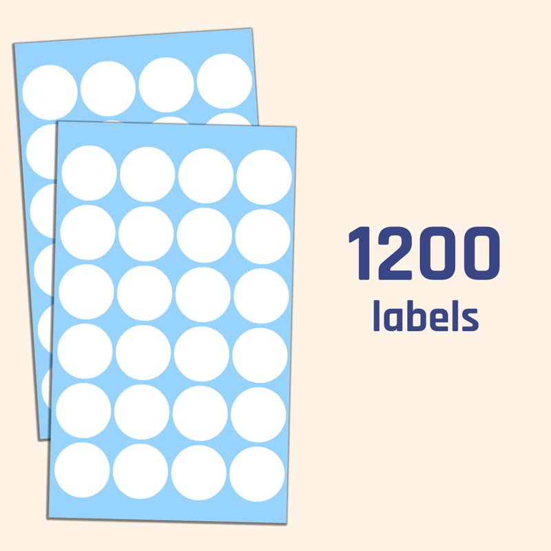 TownStix 1200 Pack, 1" Round Dot Stickers Circle Labels - White - Image 4